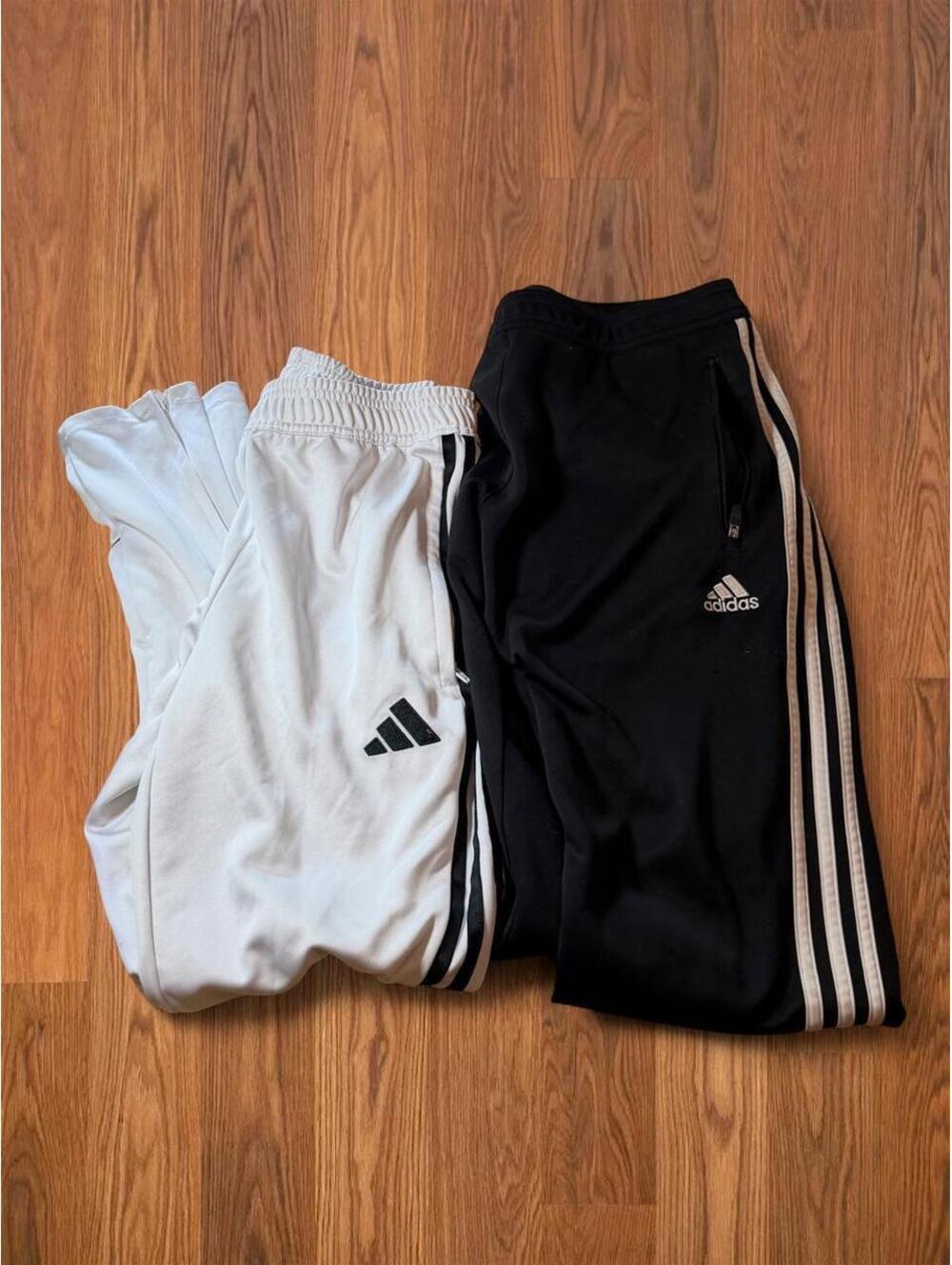Adidas 3 Stripe Track Pants Bundle Lot 2 Black White Retro Ankle Zipper Men L S